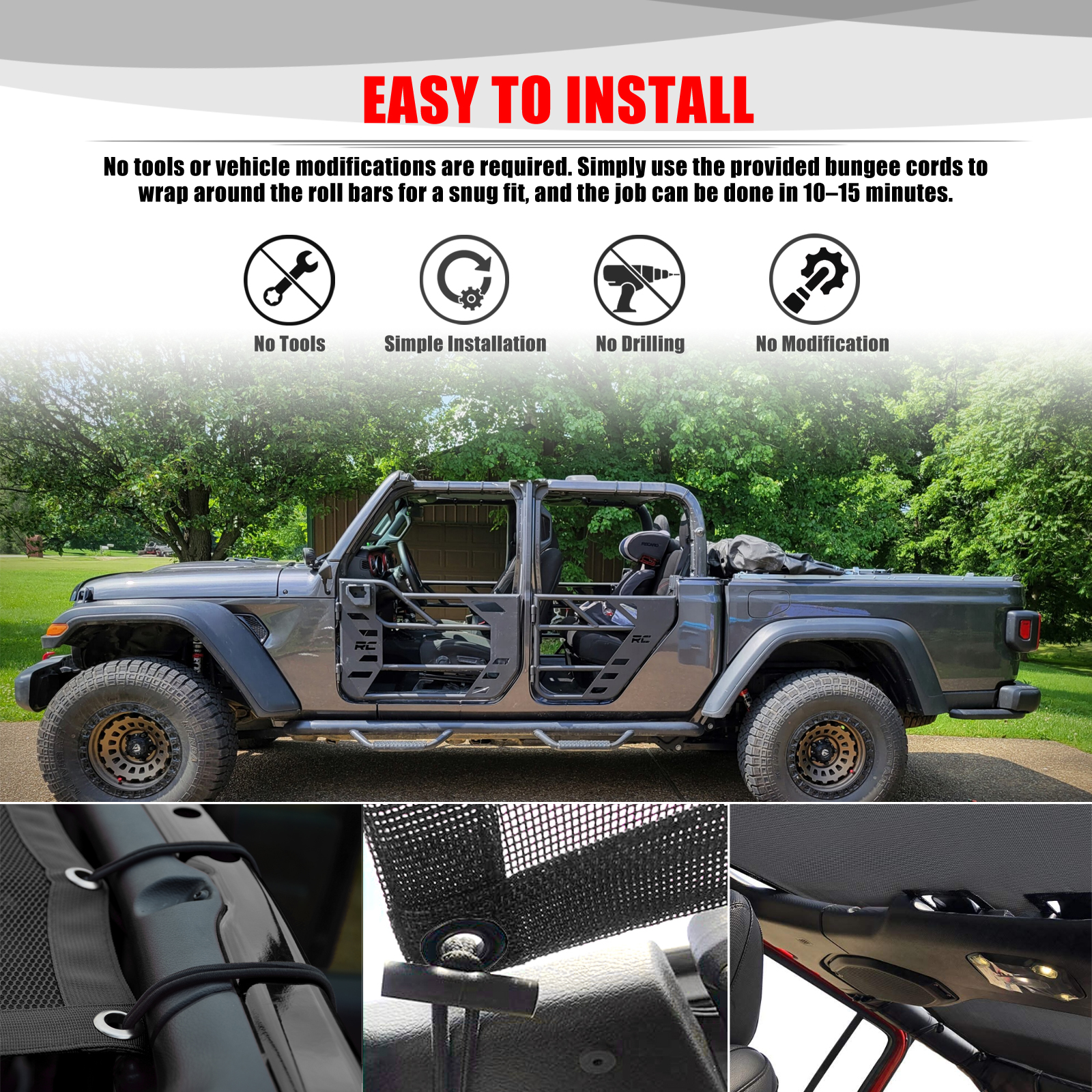 For Jeep Gladiator JT 4 Door A - Screen Top Mesh のレビューと価格