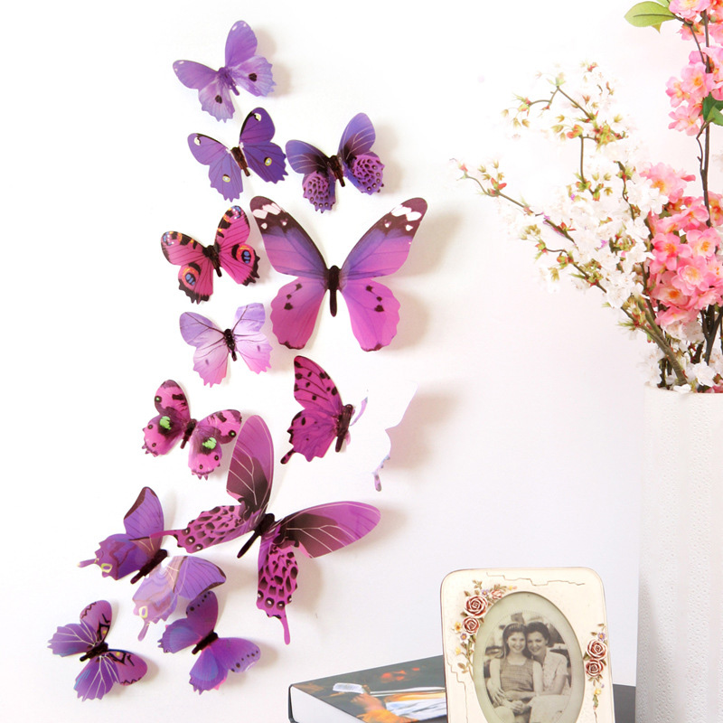 12Pcs 3D Butterfly Wall Sticke - Pvc Panel Background のレビューと価格