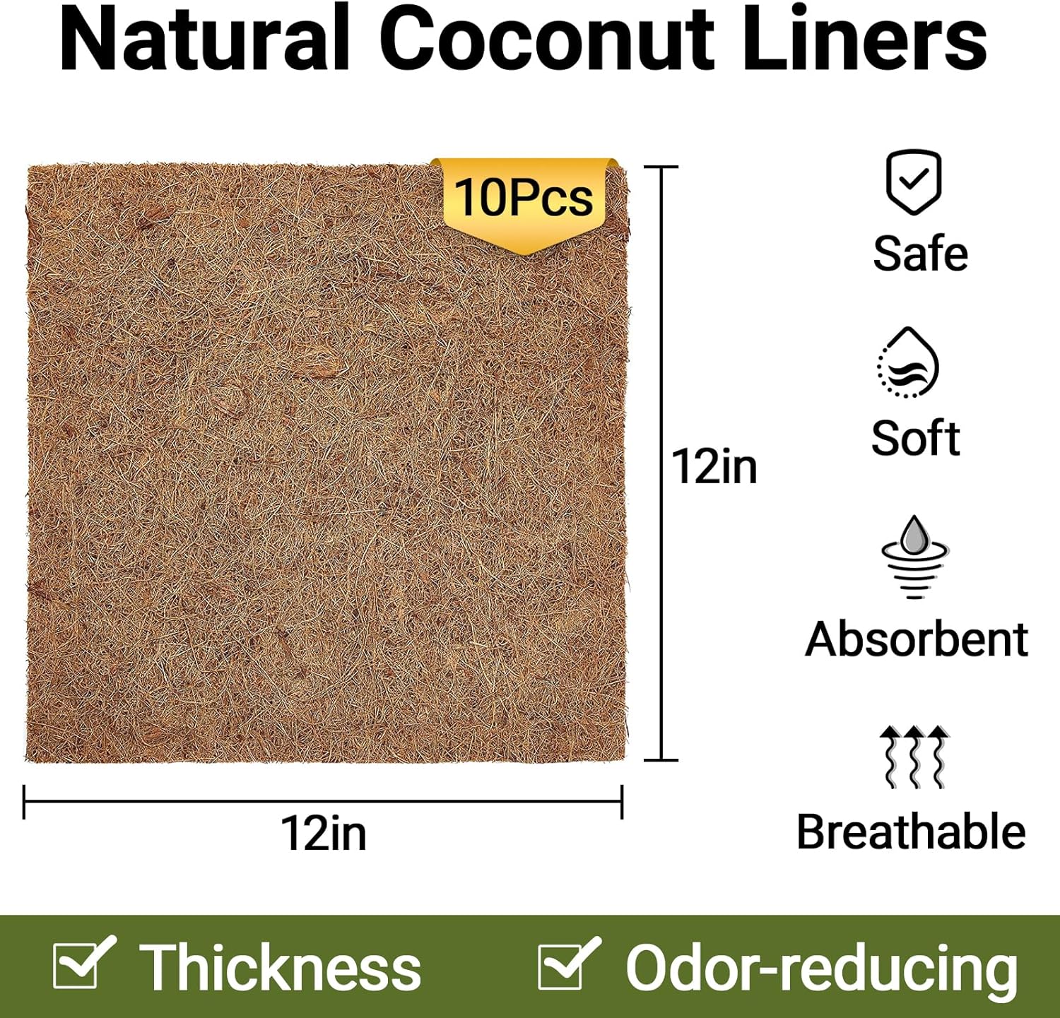 10 Pcs Reptile Carpet, 12x12 i - Substrate Coconut Fiber のレビューと価格